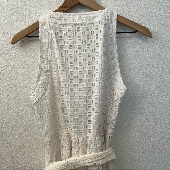 Anthropologie White Belted Eyelet Shorts Romper with Pockets- Size 8 - Picture 14 of 16